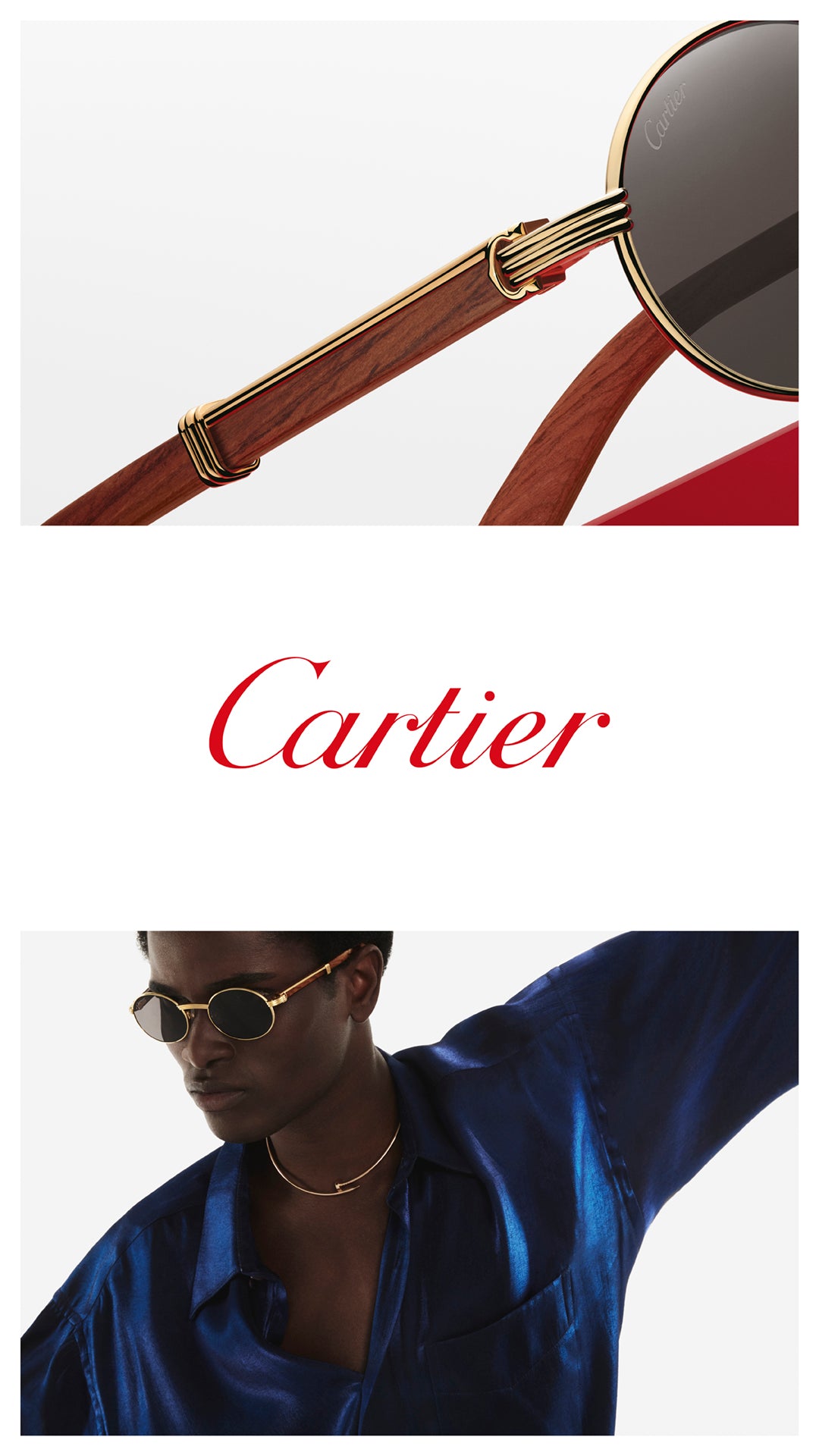 CRESW00637 - Pasha de Cartier Sunglasses - Smooth golden-finish titanium,  burgundy lenses - Cartier