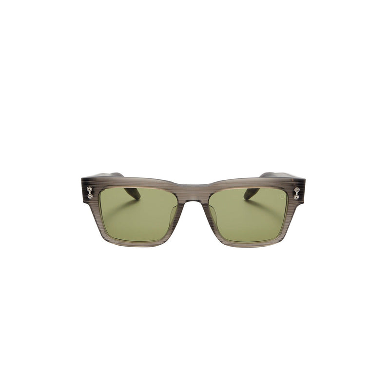 Matte crystal gray acetate frame with linear pattern and titanium hardware Timeless square shape Solid tinted lenses Lens size: 54 mm | Bridge: 19 mm | Temples: 148 mm 100 % UV protection Made in Japan Case and lens cloth included