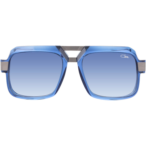 Blue acetate and gunmetal accents Square shape Gradient tinted lenses Lens size: 56 mm | Bridge: 18 mm  100 % UV protection Made in Germany Case and lens cloth included